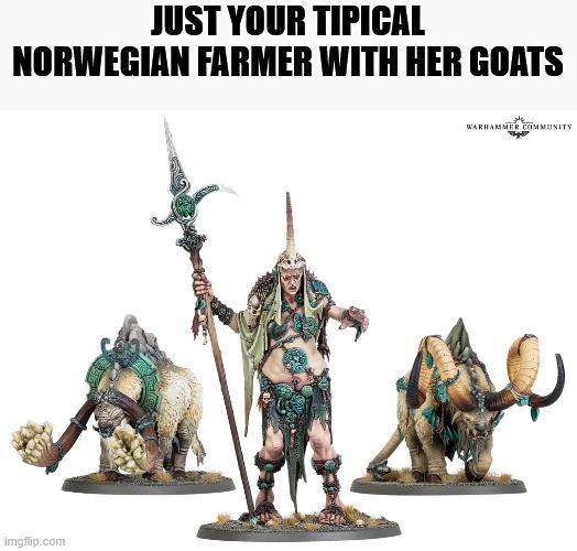JUST YOUR TIPICAL NORWEGIAN FARMER WITH HER GOATS imgflip.com WARHAMMER COMMUNITY