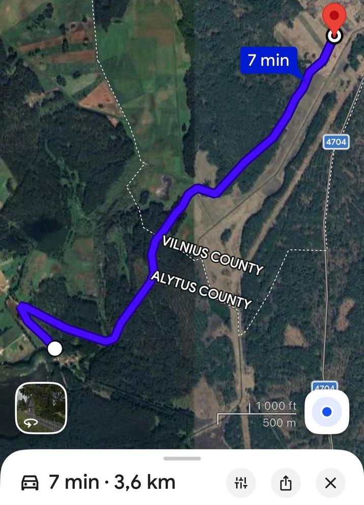 7 min VILNIUS COUNTY ALYTUS COUNTY • A 7 min 3,6 km 4704 1 000 ft 500 m 4704 === ← r ☑