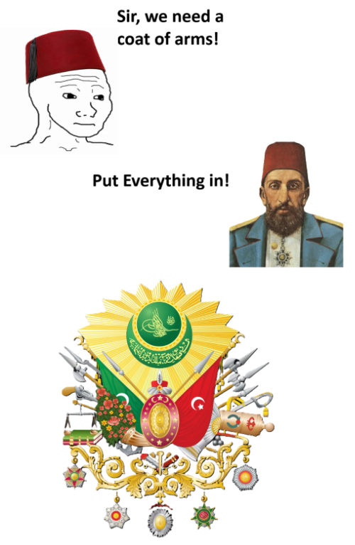 Sir, we need a coat of arms! Put Everything in!