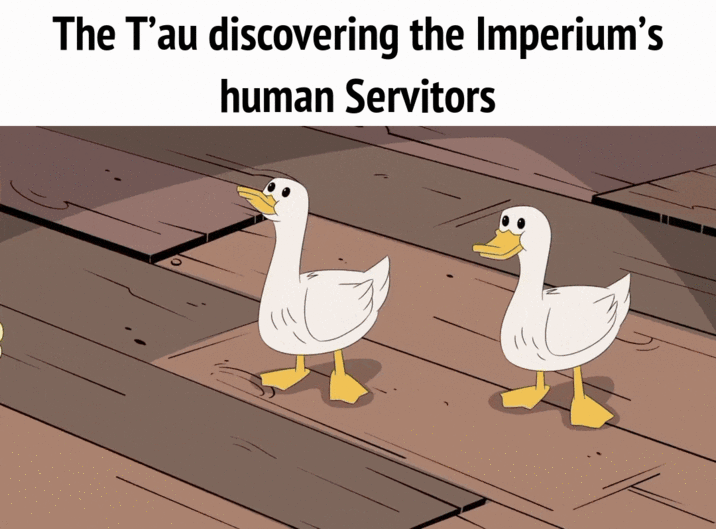 The T'au discovering the Imperium's human Servitors