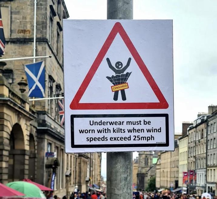 CENSORED Underwear must be worn with kilts when wind speeds exceed 25mph
