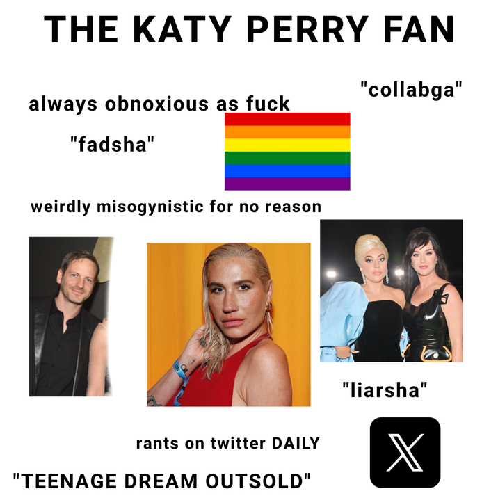 THE KATY PERRY FAN always obnoxious as f--- "fadsha" "collabga" weirdly misogynistic for no reason rants on twitter DAILY "TEENAGE DREAM OUTSOLD" "liarsha" X