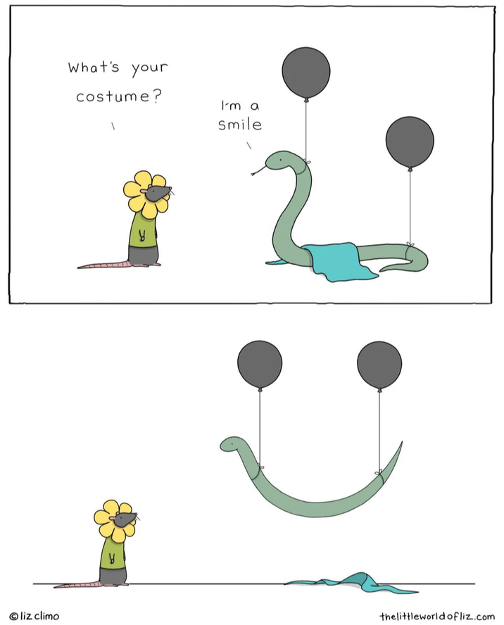 What's your costume? I'm a Smile Oliz climo thelittleworldofliz.com