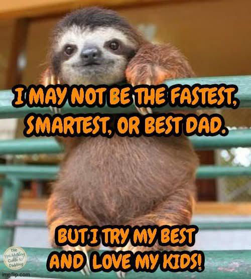 I MAY NOT BE THE FASTEST SMARTEST, OR BEST DAD. THE Hrichhiking Guide to Dadding imgflip.com BUT I TRY MY BEST AND LOVE MY KIDS!