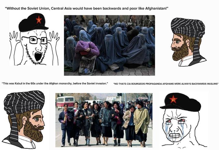 "Without the Soviet Union, Central Asia would have been backwards and poor like Afghanistan!" "This was Kabul in the 60s under the Afghan monarchy, before the Soviet invasion." "NO THATS CIA BOURGEOIS PROPAGANDA AFGHANS WERE ALWAYS BACKWARDS MUSLIMS" 30
