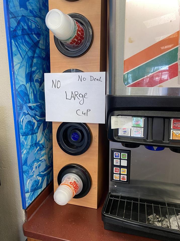 NO No Deal LARGE Cup SORRY OUT OF STOCK 23-2424 PEPSI ZERO.