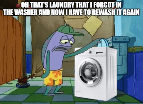 OH THAT'S LAUNDRY THAT I FORGOT IN THE WASHER AND NOW I HAVE TO REWASH IT AGAIN