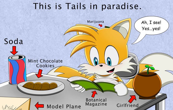 Soda This is Tails in paradise. Mint Chocolate Cookies Marijuana Model Plane Botanical Magazine Girlfriend Ah, I see! Yes...yes!