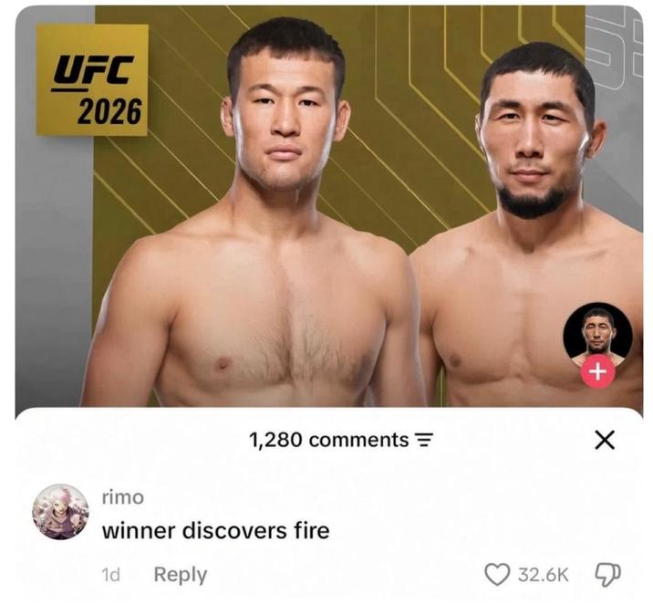 UFC 2026 rimo 1,280 comments = winner discovers fire 1d Reply + 32.6K ☑