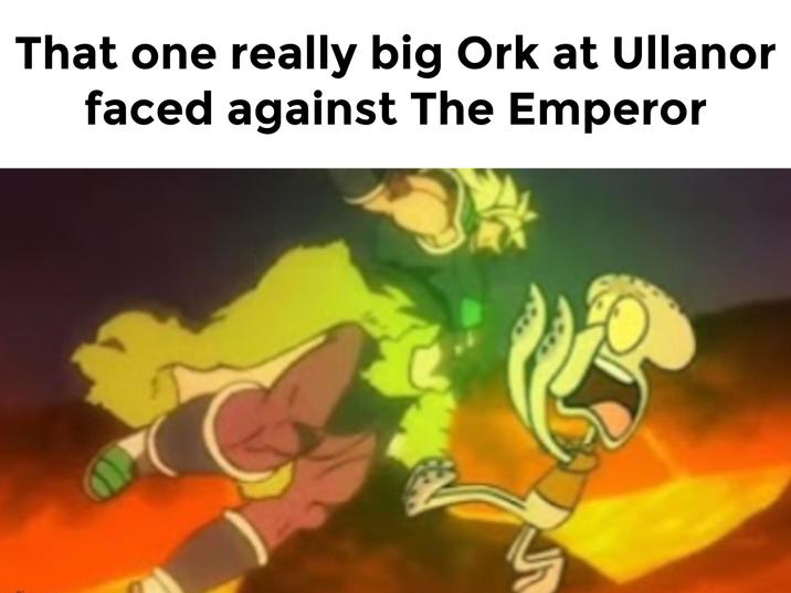 That one really big Ork at Ullanor faced against The Emperor