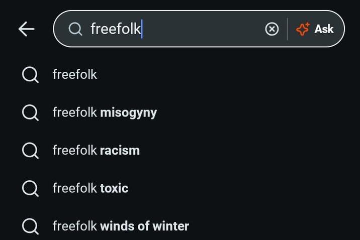 Q freefolk Q freefolk freefolk misogyny Q freefolk racism freefolk toxic Q freefolk winds of winter Ask