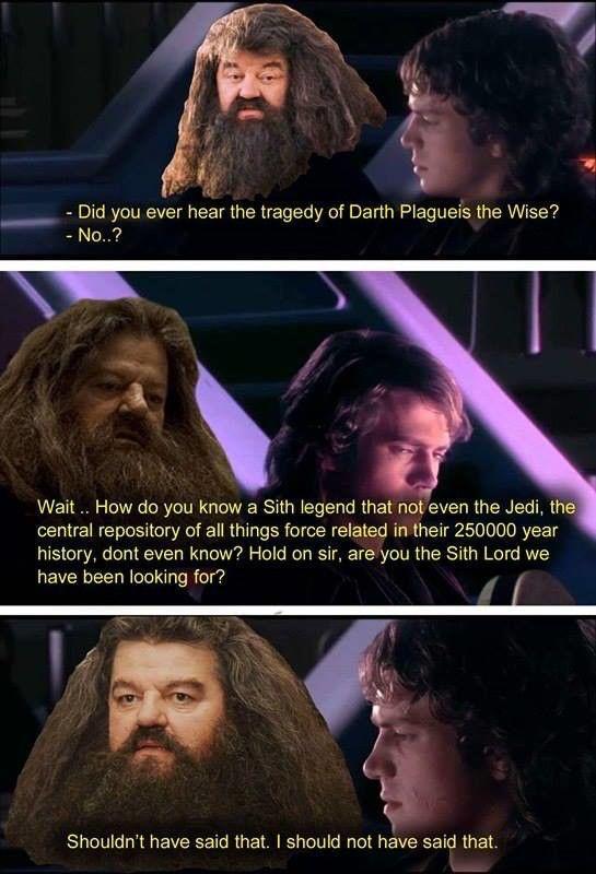 - Did you ever hear the tragedy of Darth Plagueis the Wise? - No..? Wait.. How do you know a Sith legend that not even the Jedi, the central repository of all things force related in their 250000 year history, dont even know? Hold on sir, are you the Sith Lord we have been looking for? Shouldn't have said that. I should not have said that.