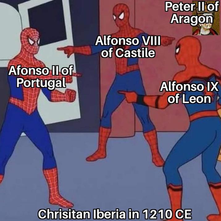 Afonso Il of Portugal Alfonso VIII of Castile Peter II of Aragon Alfonso IX of Leon Chrisitan Iberia in 1210 CE
