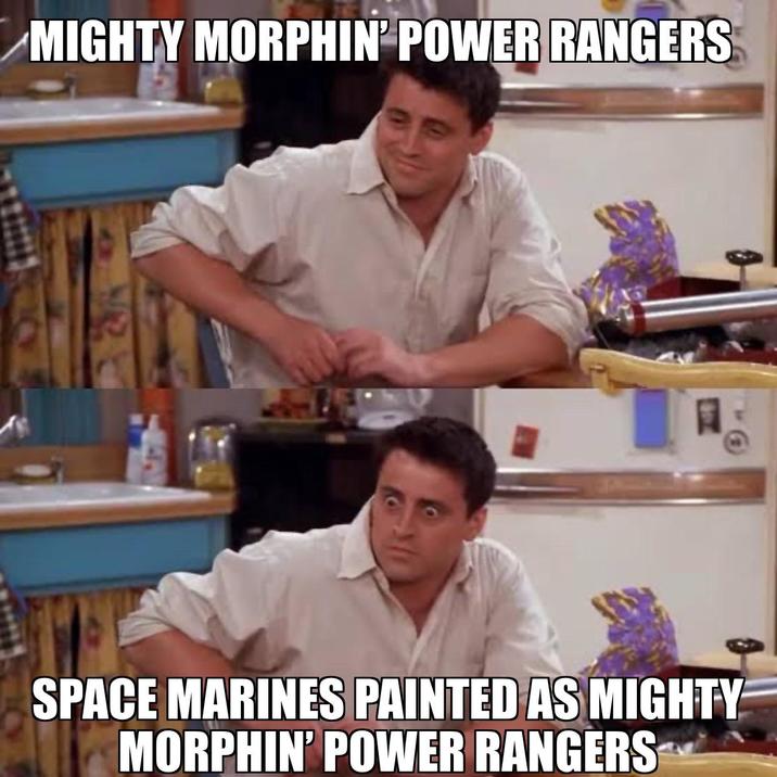 MIGHTY MORPHIN POWER RANGERS SPACE MARINES PAINTED AS MIGHTY MORPHIN' POWER RANGERS