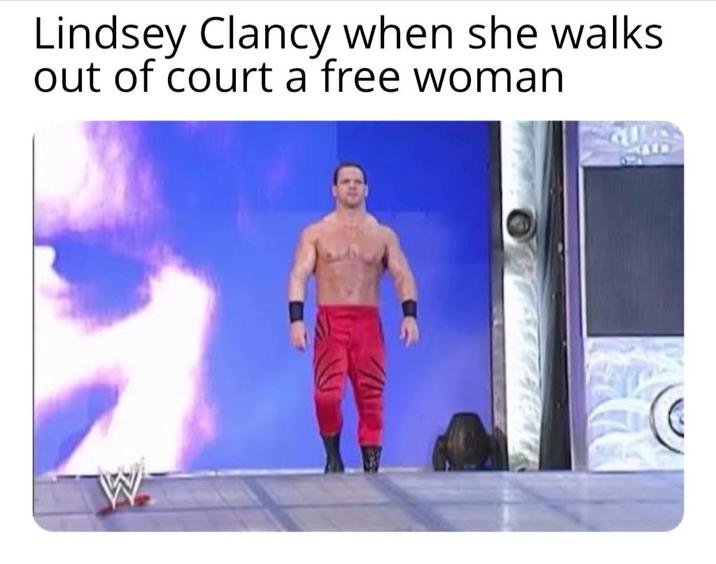 Lindsey Clancy when she walks out of court a free woman