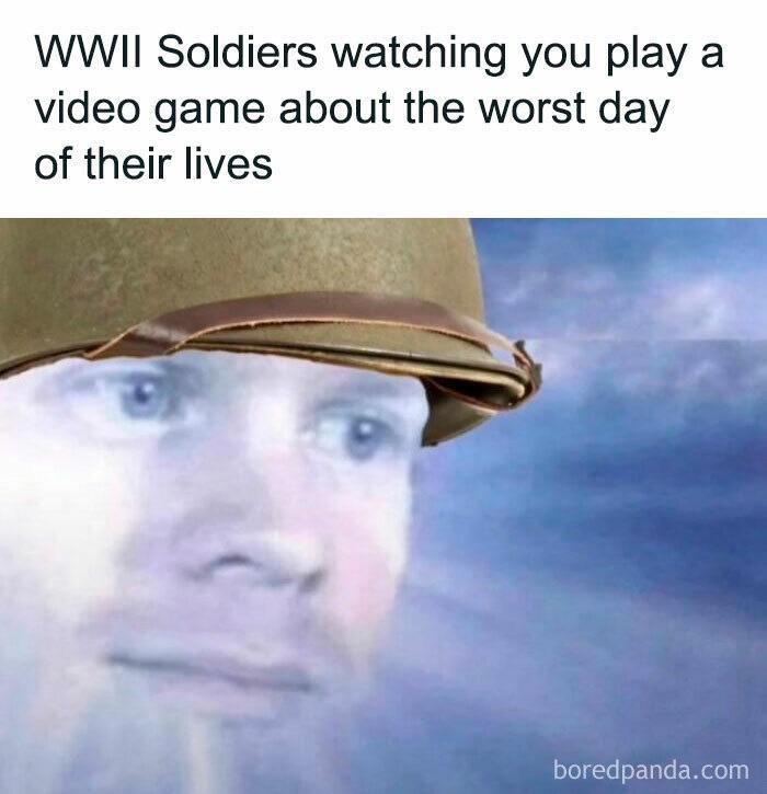 WWII Soldiers watching you play a video game about the worst day of their lives boredpanda.com