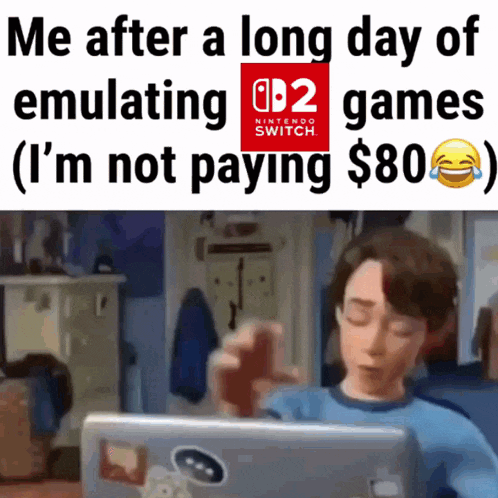 Me after a long day of emulating 2 games D2 NINTENDO SWITCH (I'm not paying $80)