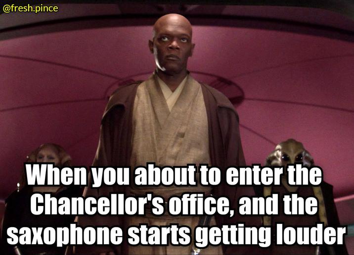 @fresh.pince When you about to enter the Chancellor's office, and the saxophone starts getting louder