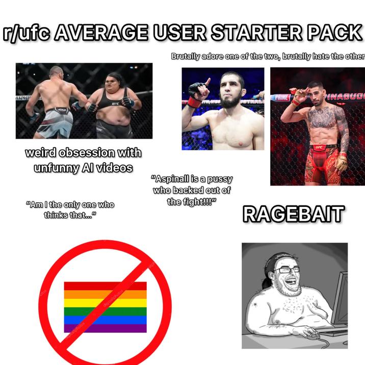 r/ufc AVERAGE USER STARTER PACK Brutally adore one of the two, brutally hate the other ANVIP PRIME INABUDE UFC www USTRALI weird obsession with unfunny Al videos "Am I the only one who thinks that..." "Aspinall is a p---- who backed out of the fight!!!" otos ozpositphotos depositphotos sitph UFC RAGEBAIT 3