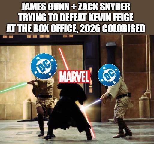 JAMES GUNN+ZACK SNYDER TRYING TO DEFEAT KEVIN FEIGE AT THE BOX OFFICE, 2026 COLORISED DC MARVELO