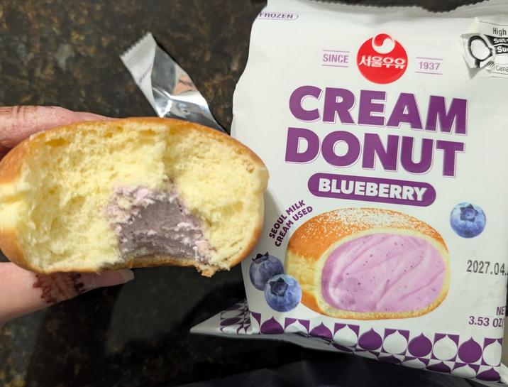 FROZEN SINCE 서울우유 1937 CREAM DONUT BLUEBERRY High Sal Su Cana SEOUL MILK CREAM USED 2027.04 NE 3.53 OZ