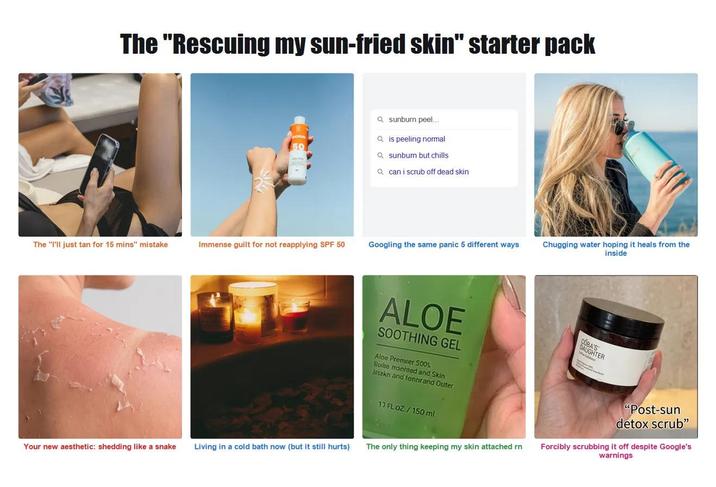 The "Rescuing my sun-fried skin" starter pack 50 Q sunburn peel... Qis peeling normal Q sunburn but chills Q can i scrub off dead skin The "I'll just tan for 15 mins" mistake Immense guilt for not reapplying SPF 50 Googling the same panic 5 different ways. ALOE SOOTHING GEL Aloe Premier S00S Rorito moored and Skin Satakn and tonbrand Outer 10 FL OZ/150 ml Your new aesthetic: shedding like a snake Living in a cold bath now (but it still hurts) The only thing keeping my skin attached rn Chugging water hoping it heals from the inside COBA'S HTER "Post-sun detox scrub" Forcibly scrubbing it off despite Google's warnings
