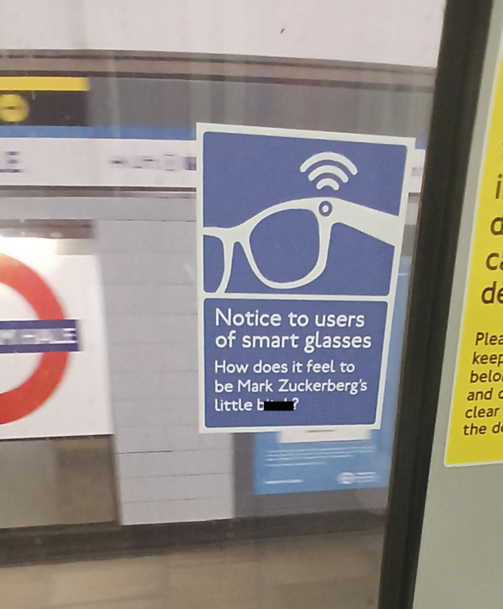三 a C Notice to users of smart glasses How does it feel to be Mark Zuckerberg's Little b de Plea keep belo and clear the d