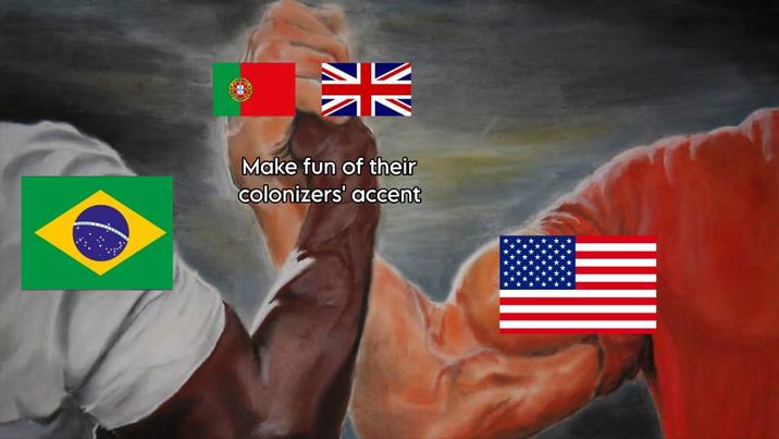 米 Make fun of their colonizers' accent