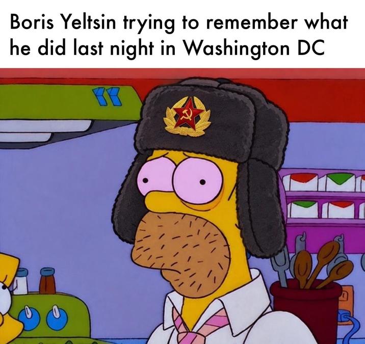 Boris Yeltsin trying to remember what he did last night in Washington DC BB