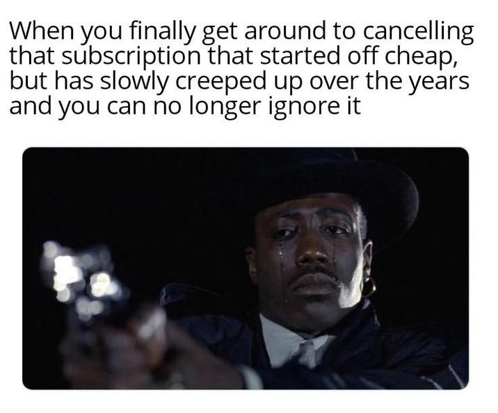 When you finally get around to cancelling that subscription that started off cheap, but has slowly creeped up over the years and you can no longer ignore it