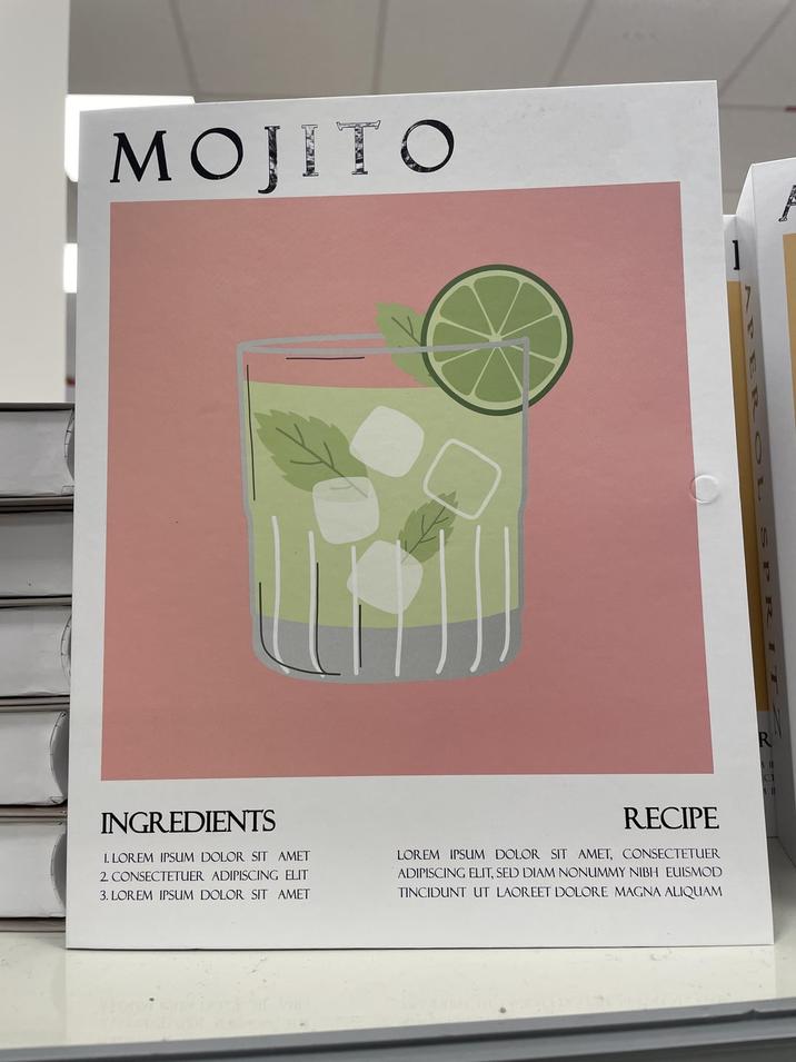 MOJITO INGREDIENTS 1. LOREM IPSUM DOLOR SIT AMET 2. CONSECTETUER ADIPISCING ELIT 3. LOREM IPSUM DOLOR SIT AMET RECIPE LOREM IPSUM DOLOR SIT AMET, CONSECTETUER ADIPISCING ELIT, SED DIAM NONUMMY NIBH EUISMOD TINCIDUNT UT LAOREET DOLORE MAGNA ALIQUAM