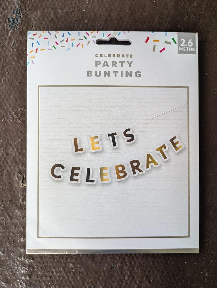CELEBRATE PARTY BUNTING 1-12.6 I METRE LETS CELEBRATE