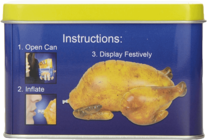 Instructions: 1. Open Can 3. Display Festively 2. Inflate