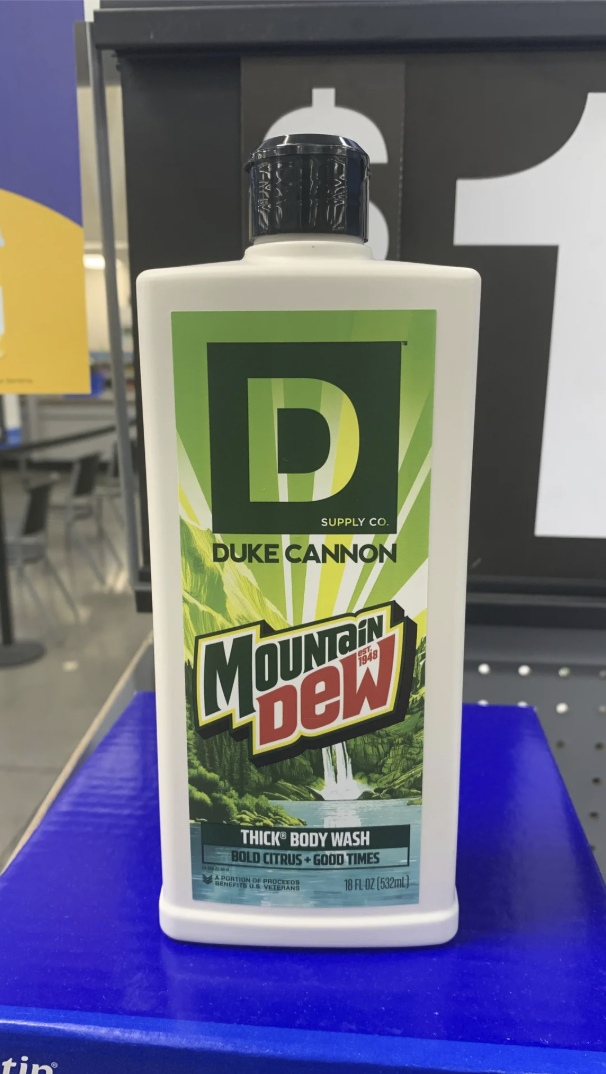 tin D SUPPLY CO. DUKE CANNON MOUNDY Dew THICK BODY WASH BOLD CITRUS+GOOD TIMES 18 FL OZ (532ml) A PORTION BENEFITS US VETERANS