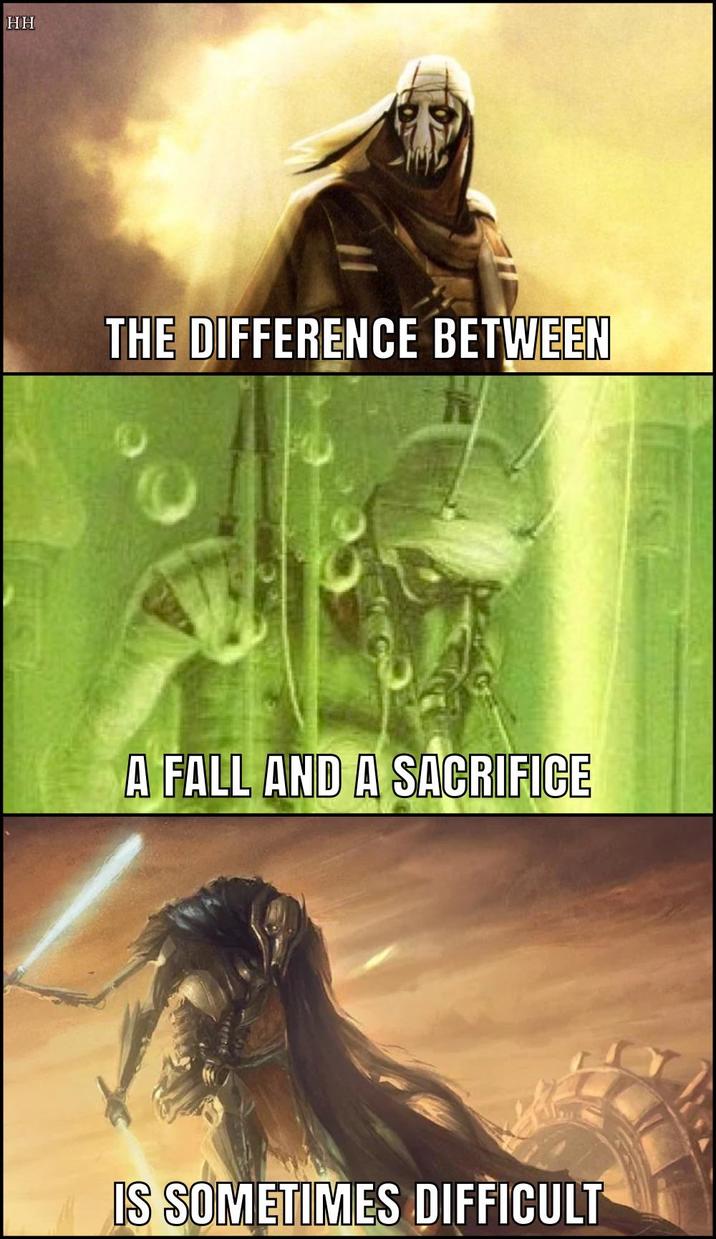 HH THE DIFFERENCE BETWEEN A FALL AND A SACRIFICE IS SOMETIMES DIFFICULT