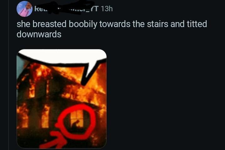 kt.. ../T 13h she breasted boobily towards the stairs and titted downwards