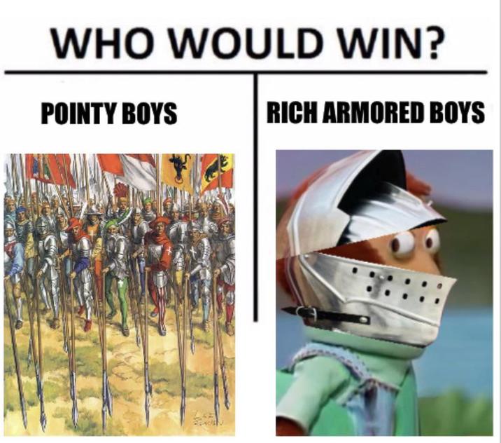 WHO WOULD WIN? POINTY BOYS RICH ARMORED BOYS