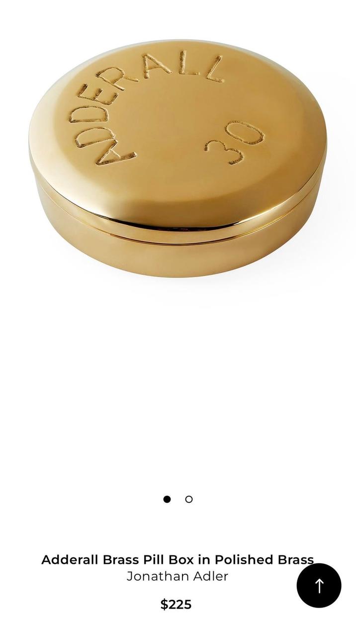 RALL Adderall Brass Pill Box in Polished Brass Jonathan Adler $225 ↑ 30