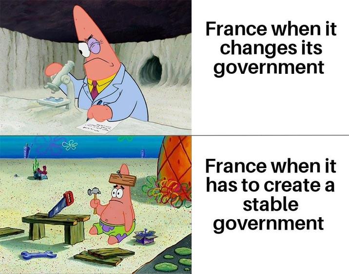 France when it changes its government France when it has to create a stable government