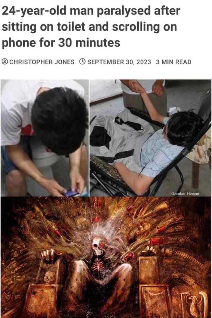 24-year-old man paralysed after sitting on toilet and scrolling on phone for 30 minutes CHRISTOPHER JONES SEPTEMBER 30, 2023 3 MIN READ Gambar Hiasan