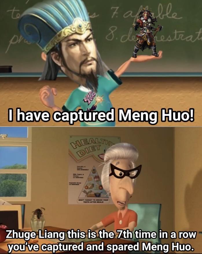 te 7 able 8.de estrat 7 I have captured Meng Huo! HEALTH DIET Zhuge Liang this is the 7th time in a row you've captured and spared Meng Huo.