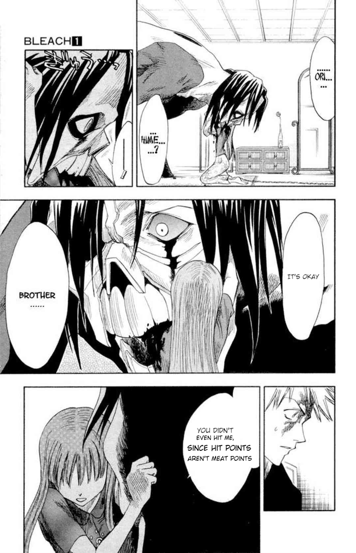 BLEACH 1 HIME... ...? ORI... BROTHER IT'S OKAY YOU DIDN'T EVEN HIT ME, SINCE HIT POINTS AREN'T MEAT POINTS