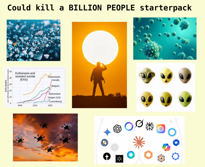 EAS deaths per 1,000 deaths not due to external causes 10 40 Could kill a BILLION PEOPLE starterpack Euthanasia and assisted suicide Netherlands (EAS) 0 2000 2010 Canada Belgium Switzerland Oregon (US) Luxembourg 2020