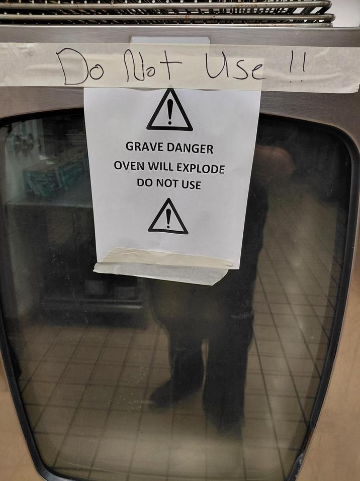 Do Not Use !! Δ GRAVE DANGER OVEN WILL EXPLODE DO NOT USE