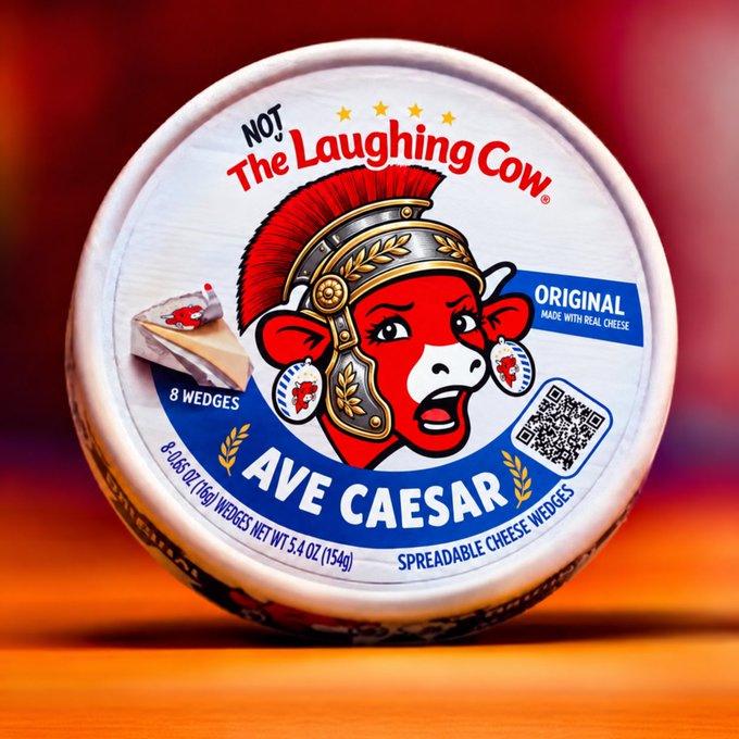 NOT The Laughing Cow ORIGINAL MADE WITH REAL CHEESE 8 WEDGES SPREADABLE CHEESE WEDGES 回家回 OXXO 8-0.65 OZ (16g) WEDGES NET WT 5.4 OZ (154g) AVE CAESAR