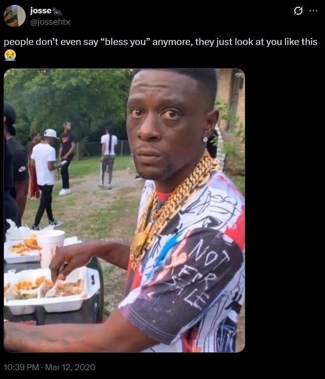 josse @jossehtx people don't even say "bless you" anymore, they just look at you like this 10:39 PM Mar 12, 2020 NOT FIR SALE