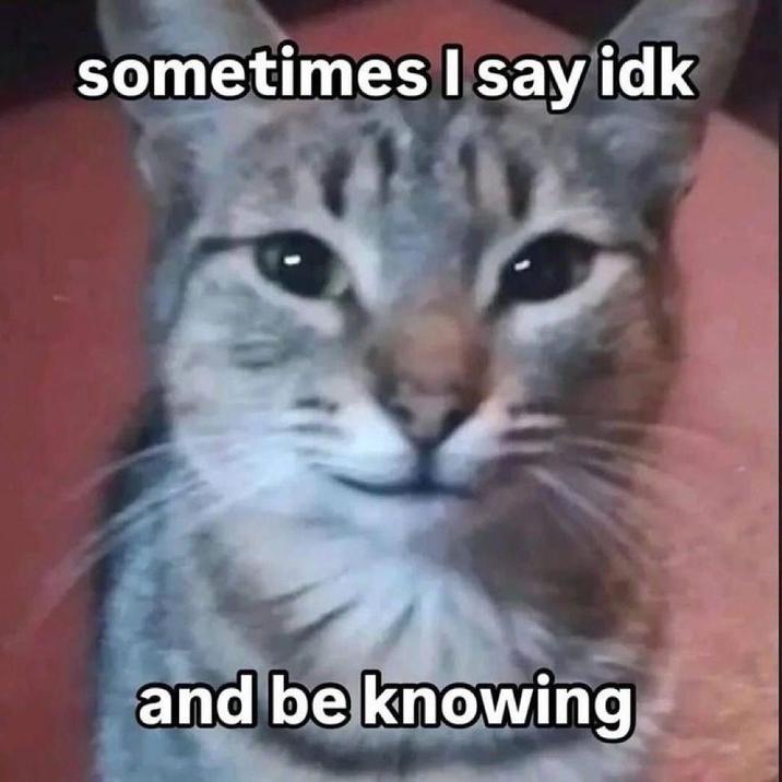 sometimes I say idk and be knowing