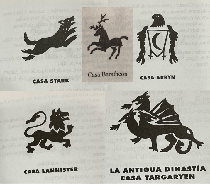 silamynlab omaltav sams& ob ja jop Lybal sb sinsibnsion Ac AWAYMA YOA OM say I vest sh col sb oll bebba biol ob asjid asl obeys wildid al ob v gl Casa Baratheon CASA STARK CASA ARRYN vil romma b yob oheem brad 2 CASA LANNISTER W moga dails YESH R LA ANTIGUA DINASTÍA CASA TARGARYEN