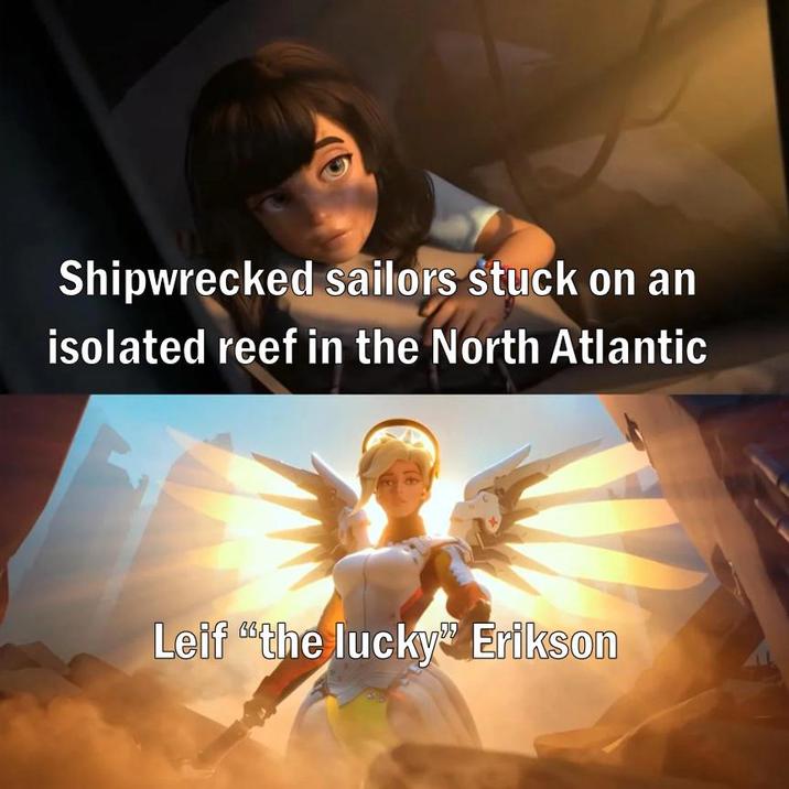 Shipwrecked sailors stuck on an isolated reef in the North Atlantic Leif "the lucky" Erikson