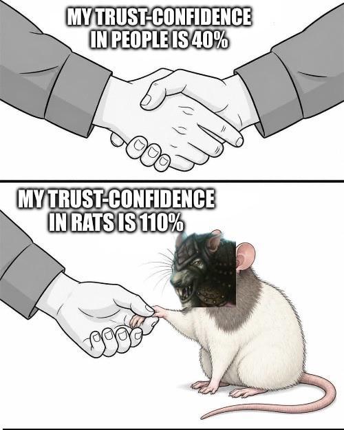 MY TRUST-CONFIDENCE IN PEOPLE IS 40% MY TRUST-CONFIDENCE IN RATS IS 110%